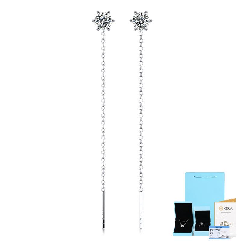 Bague Ringen Серебро S925 с инкрустацией 0,5 карата муассанитом в виде листьев, веерная серия с бахромой, новые ювелирные серьги