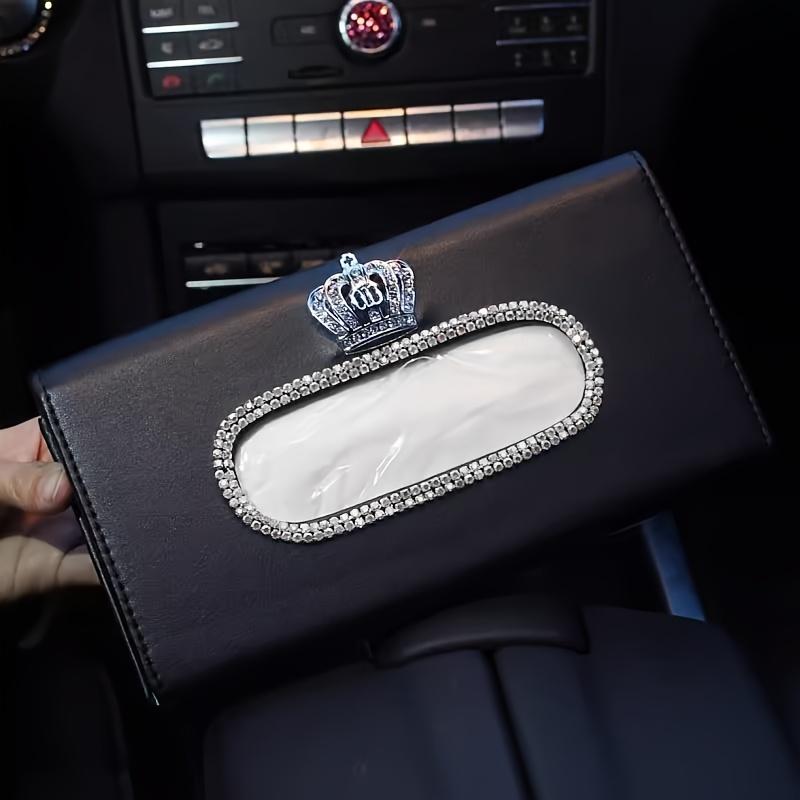 Блестящая Корона из Страз, Чехол на Козырек Автомобиля для Салфеток, Подвесной Автомобильный Держатель для Салфеток из Искусственной Кожи, Креативные Автомобильные Аксессуары Высокого Класса.