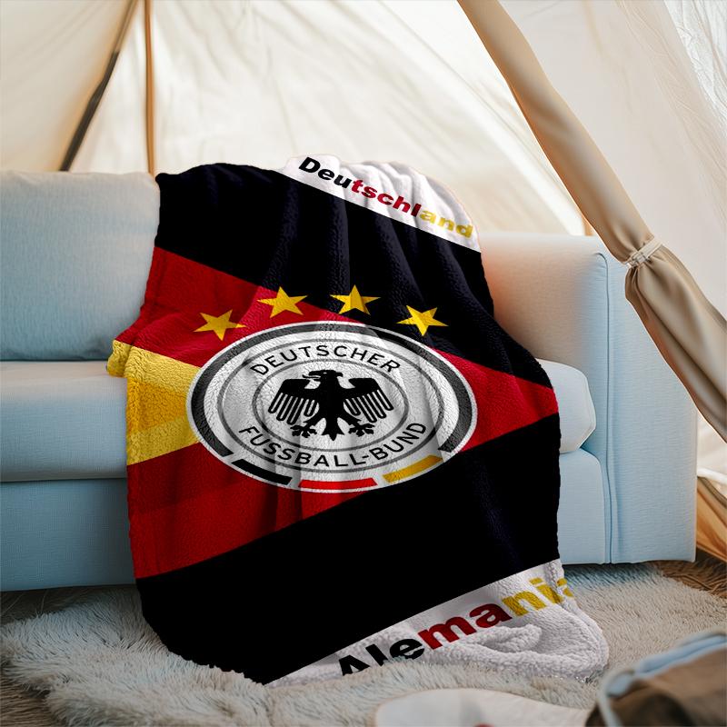 1PC German Football Emblem Printed Soft Flannel Blanket Throw for Adult Bedroom Living Room Sofa Camping Travel Fan gifts Christmas Gifts