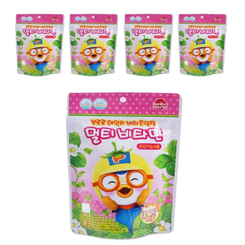 Жевательные таблетки Pororo Daily Vita, 15 штук, клубничный вкус, 3,5 г, 5 наборов