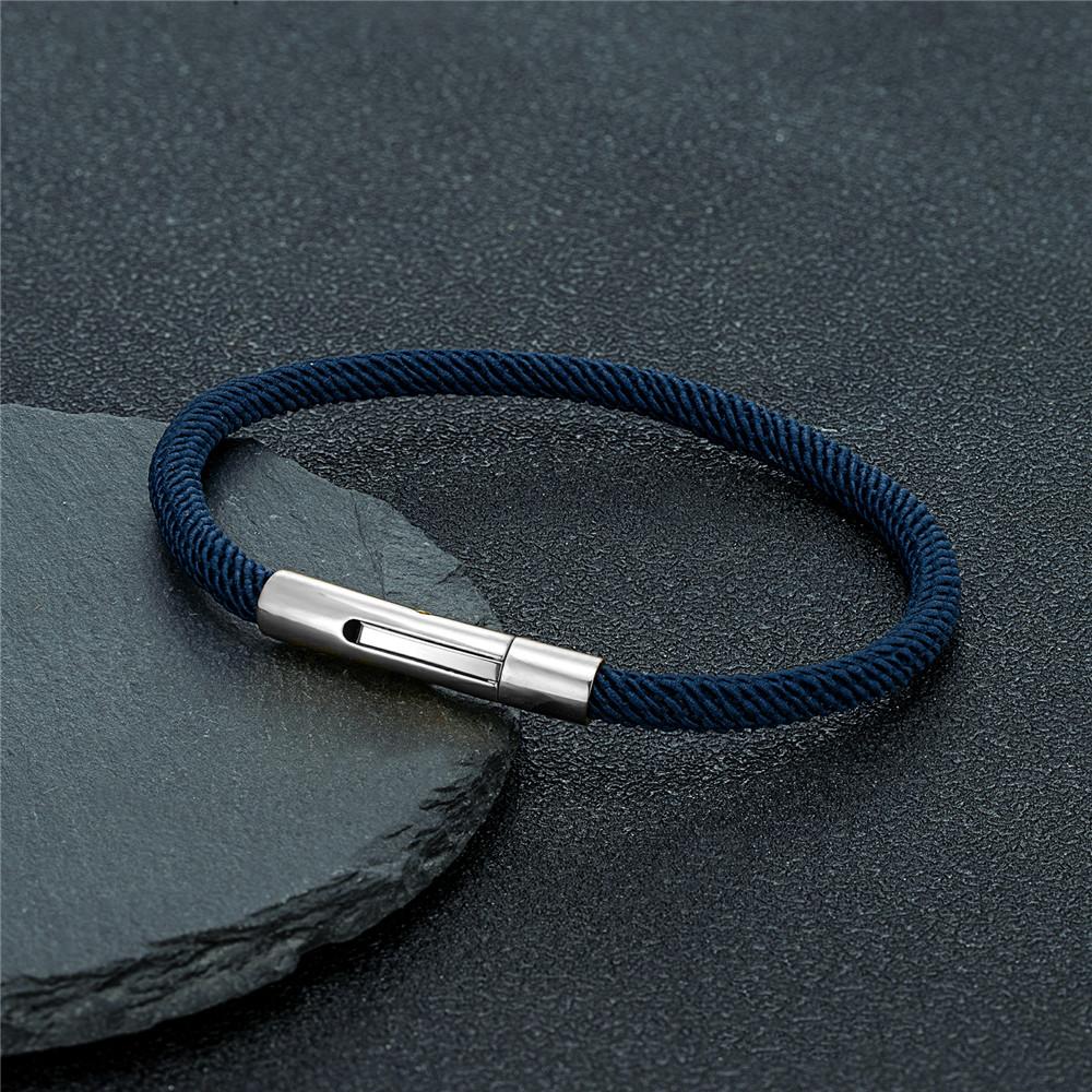 Trendy Men Minimalist Rope Bracelet Outdoor Camping Rescue Emergency Rope Bracelet For Women Stainless Steel Snap Clasp