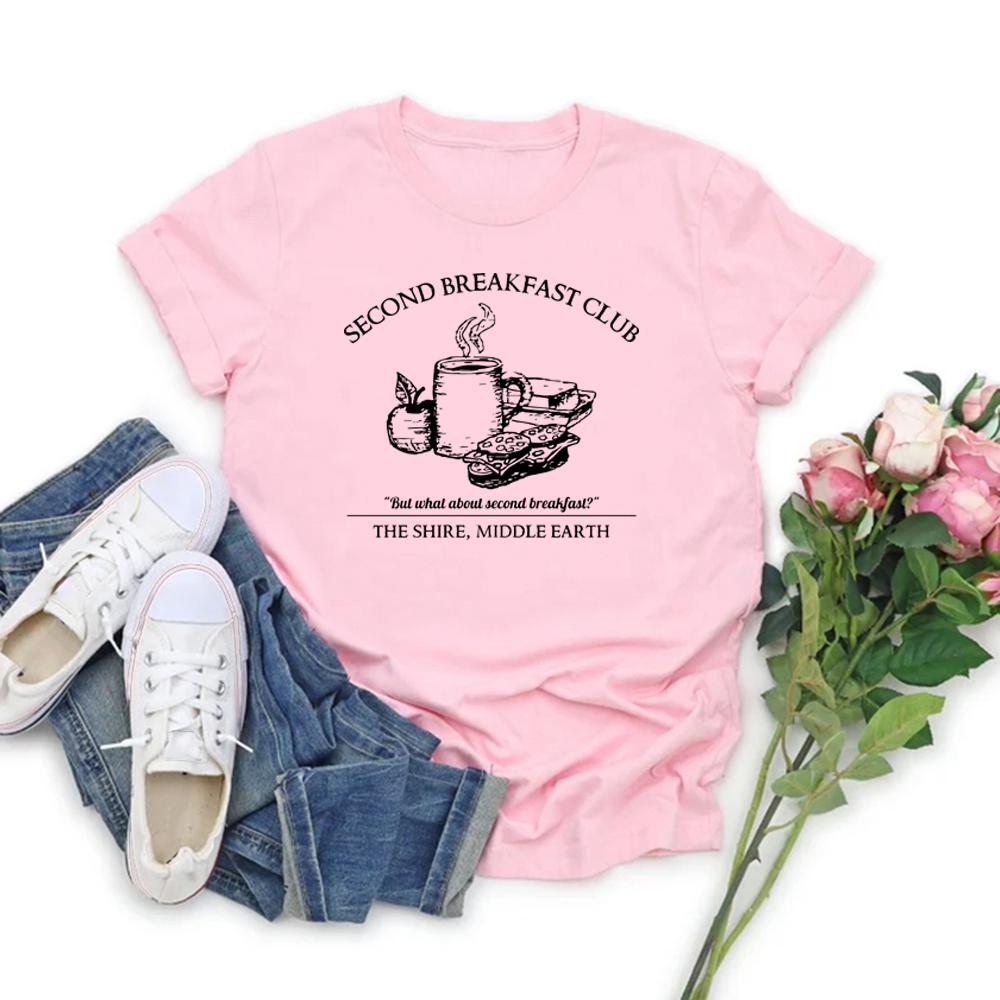 Second Breakfast Tshirt Movie Series Tshirt Unisex Short Sleeve TShirt Vintage Tees Literature T Shirt Top Gifts for Nerds