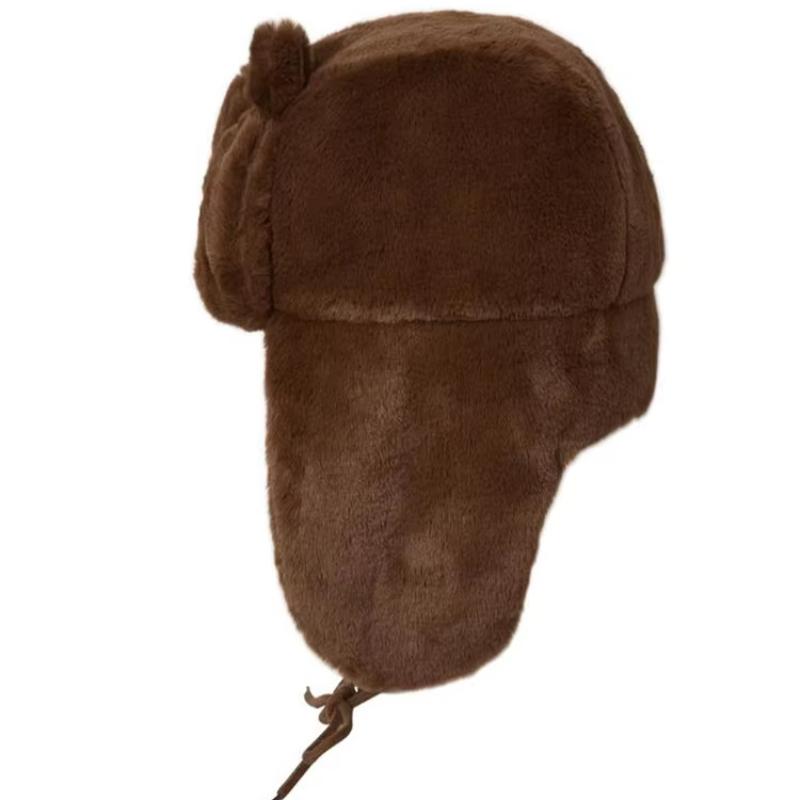 Зимняя теплая плюшевая шапка с изображением медведя белого коричневого цвета