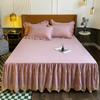 Luxurious Embroidery Bed Skirt Bed Sheet Smooth Comfortable Breathable Sleeping Bedspreads Plain Bed Cover for Bedroom