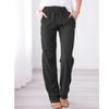 Spring and Summer Women's Solid Color Cotton and Linen Drawstring Loose Casual Wide-leg Trousers