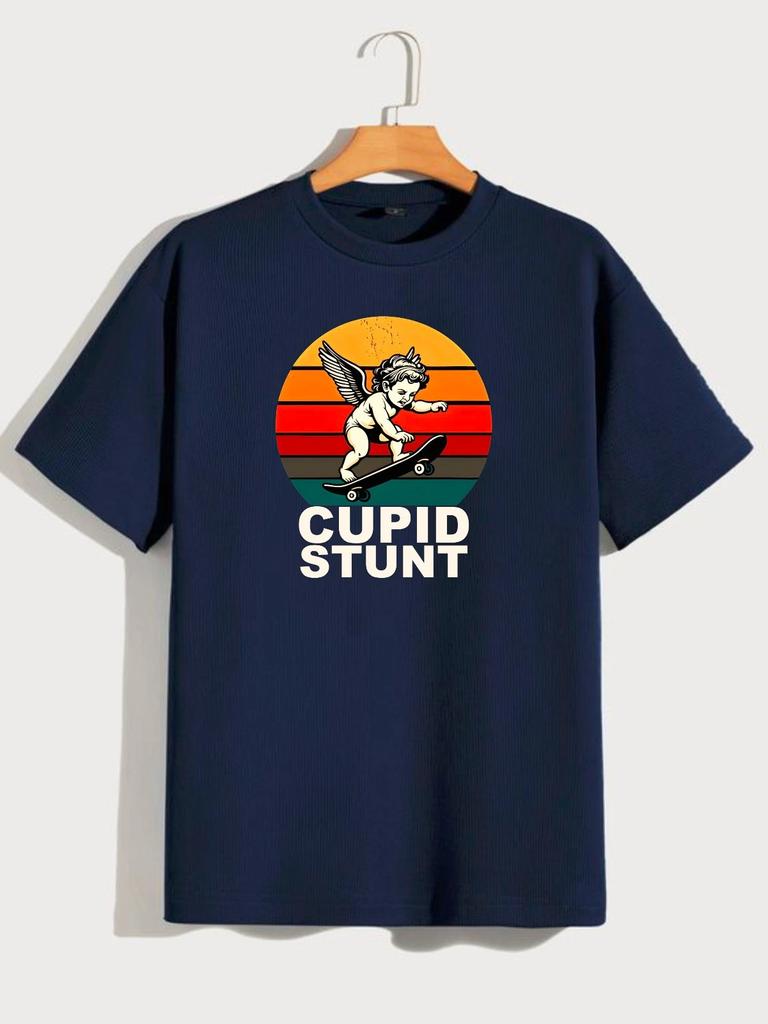 Cupid Stunt T-Shirt, Funny Retro Skateboard Angel Graphic Sarcastic Humor Tee