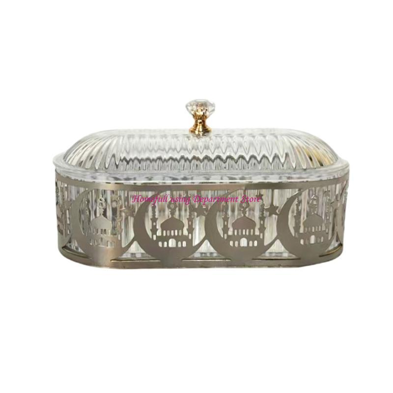Настольный поднос Железо Рамадан Тарелка Декоративная Металлическая Конфетница Блюдо для сервировки Закуски Коробка для хранения Элегантное украшение для вечеринки