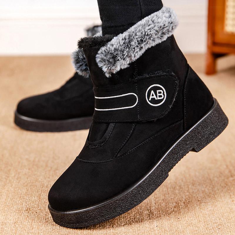 Женские Ботинки Модный Дизайнер Анkle Boots Зимняя Обувь для Женщин Теплые Мех Botas Mujer Низкий Каблук Зимняя Обувь для Женщины Снегоступы