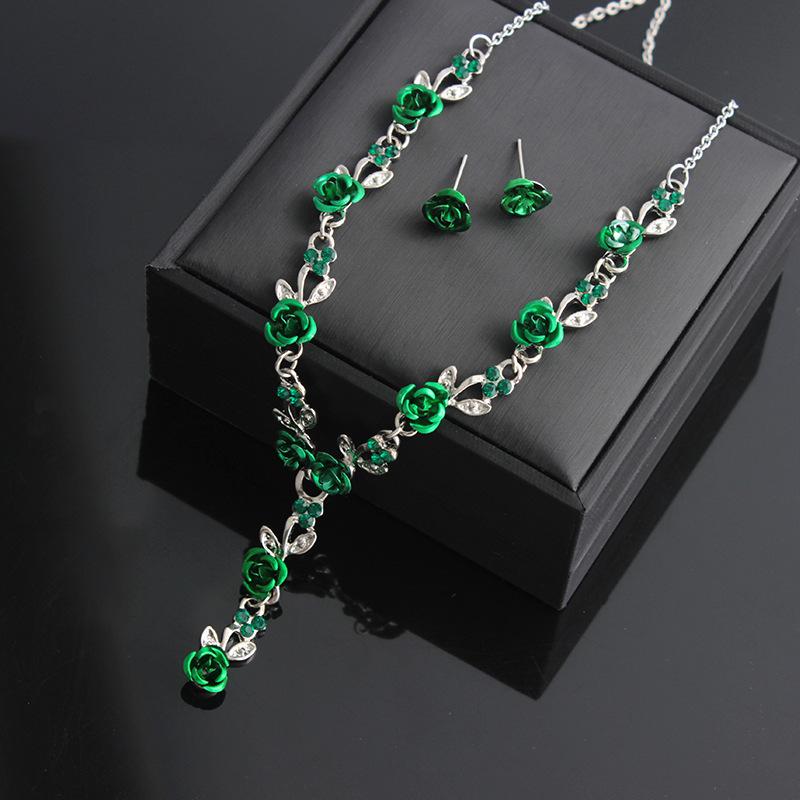 Винтажный набор колье и серег из сплава с розой и виноградной лозой, модная кисточка с расписанной розой, свадебные аксессуары, элегантные ювелирные аксессуары