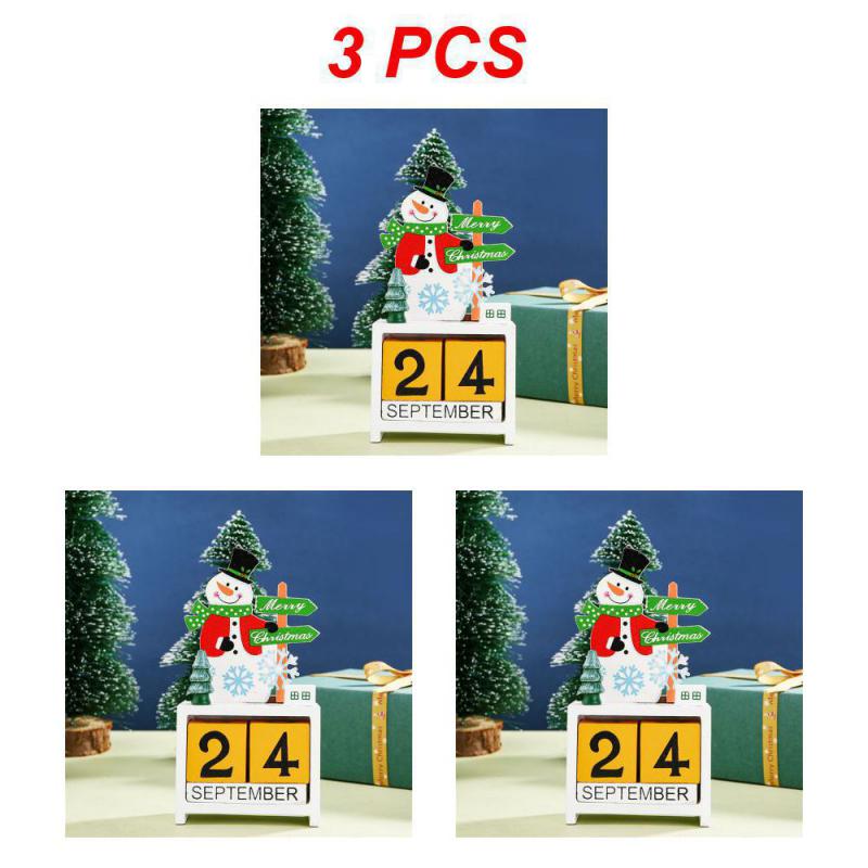 Рождественский деревянный календарь, украшение, обратный отсчет, Санта-Клаус, снеговик, своими руками для настольных украшений, рождественское украшение 2024
