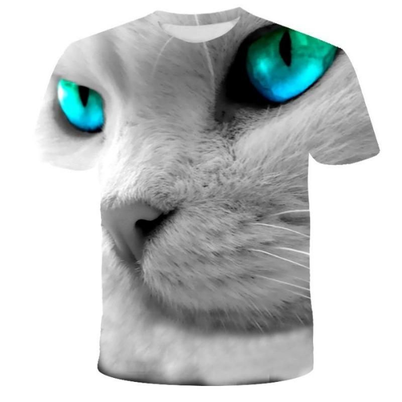 Уличная футболка с 3D животными, мужские футболки с 3D принтом кошек, забавные мужские повседневные футболки в стиле хип-хоп с короткими рукавами, летний топ