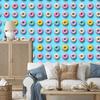 Colorful Donuts Wallpaper in Aquamarine, Turquoise and Powder Pink 50x1000