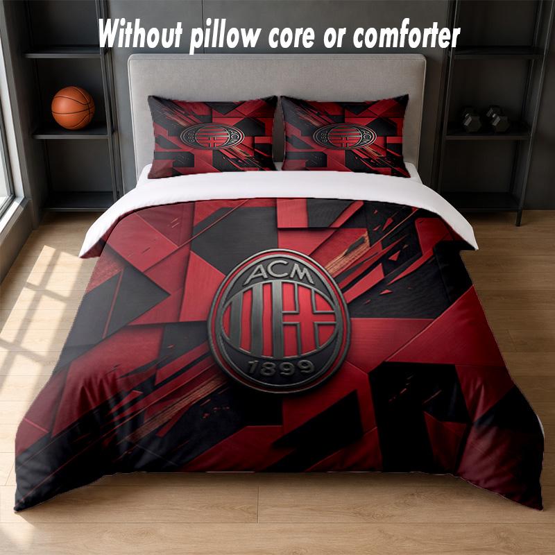 AC Milan Design Bed Bedding Set 1 Duvet Cover + 2 Pillowcases Soft Breathable Household Bed Linens