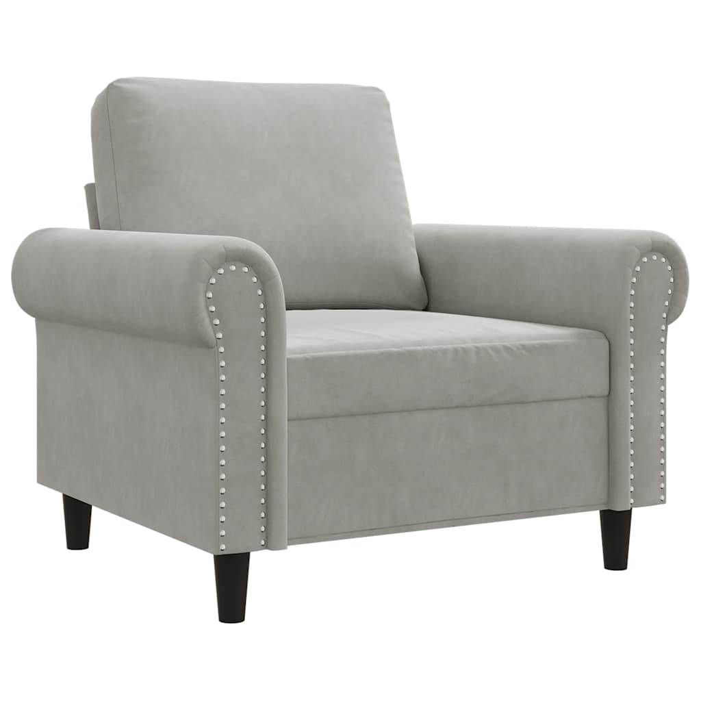 Armchair Light Grey 60 cm Velvet