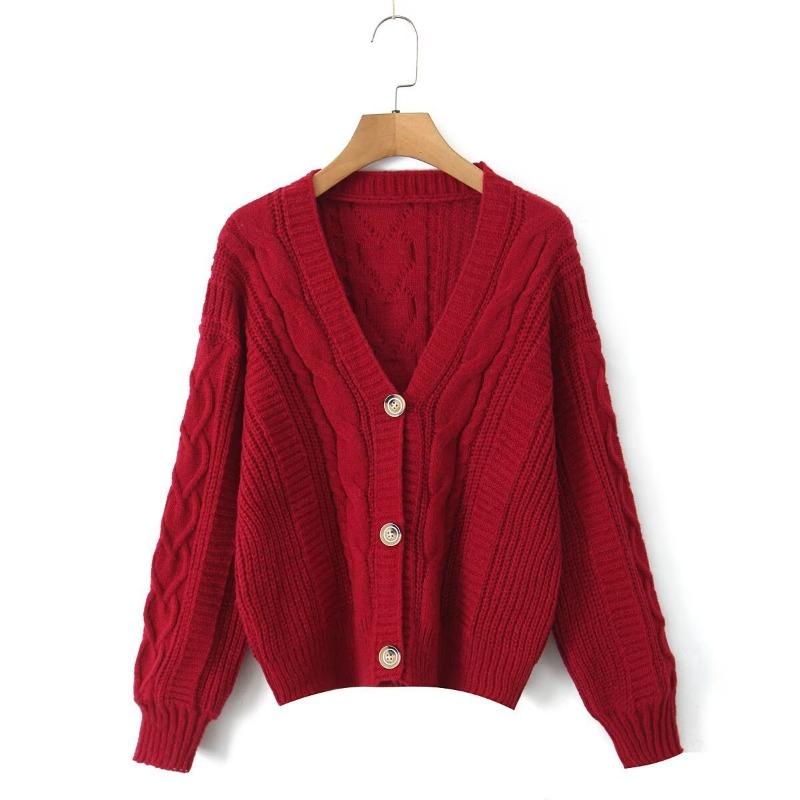Women's Autumn and Winter Single-breasted Knitted Cardigans Solid Color Gentle Style Sweater Jacket Versatile