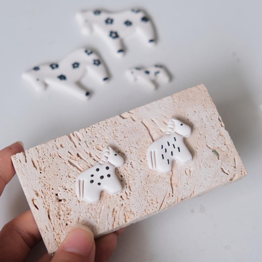 3pcs 'Little Horse' Year of The Horse Spring Festival Series Soft Clay High-Precision Cutter Molds,for Making Various Additions