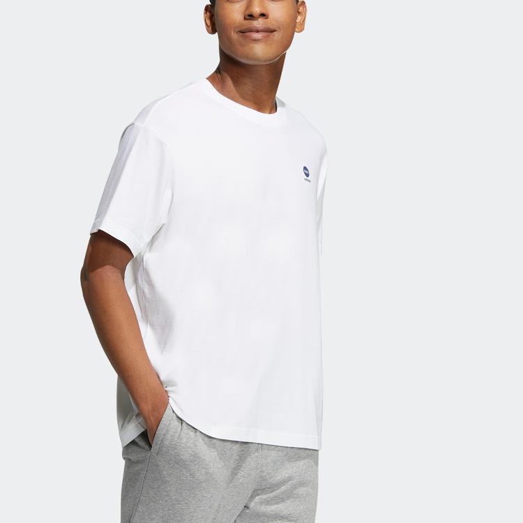 Adidas Спортивная футболка с круглым вырезом и принтом алфавита, топы унисекс, белая IB7646