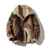 Men's Retro Suede Lambswool Thickened Winter Fleece-Lined Leather Motorcycle Jacket (Plus Size)