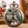Rhinestone Owl Pocket Watch Vintage Men's Women's Quartz Watches Accessories Holiday Gifts