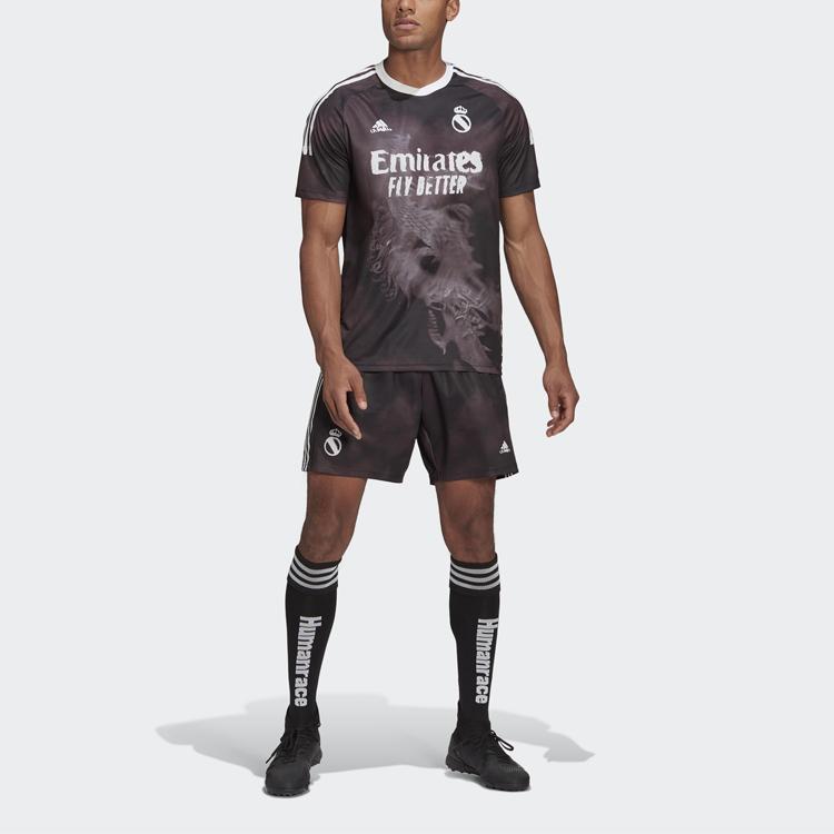 Adidas Джерси Real Madrid Human Race, черный/белый, мужская уличная одежда GJ9110