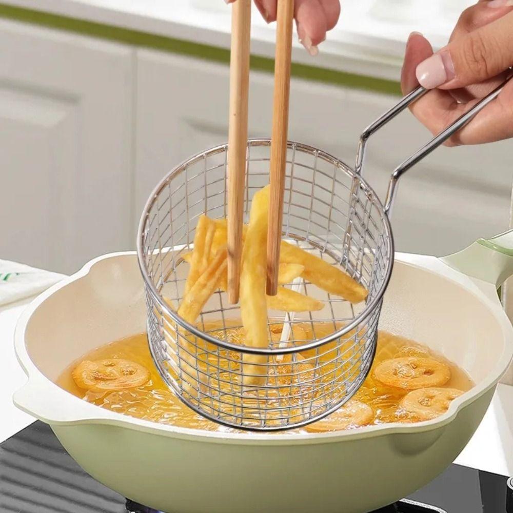 Handheld French Fry Basket Reusable Frying Basket Portable Fries Holder  Kitchen Frying Tools