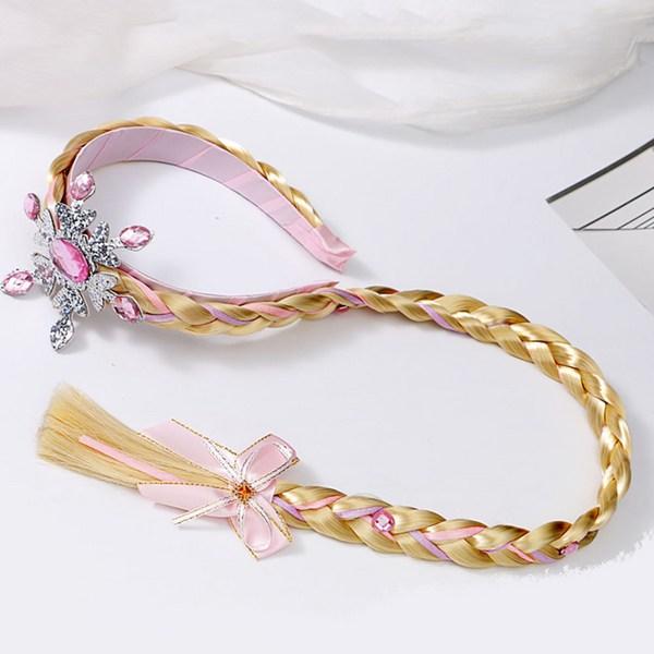 Silver Flower Band Girls Wig Headband Ice Princess Long Hair Snowflake Sparkly Hair Extensions Halloween Gift