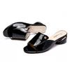 Sandals Women's Medium-heeled Thick-heeled Summer Soft Leather Sandals and Slippers Outside Wear Fish Mouth Large Size Women's Shoes