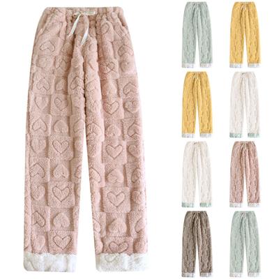 Женские модные флисовые утепленные длинные пижамные брюки