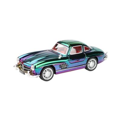 Классическая модель 1/32 Benz 300SL с гальваническим покрытием, литая из сплава, металлическая, со звуком и светом, инерционная игрушка, миниатюрный автомобиль, украшение, подарки