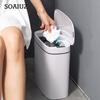 Умный сенсорный мусорный бак 14л, электронный автоматический бытовой бытовой туалет, ванная комната, туалет, спальня, гостиная, водонепроницаемый сенсорный контейнер с узким швом