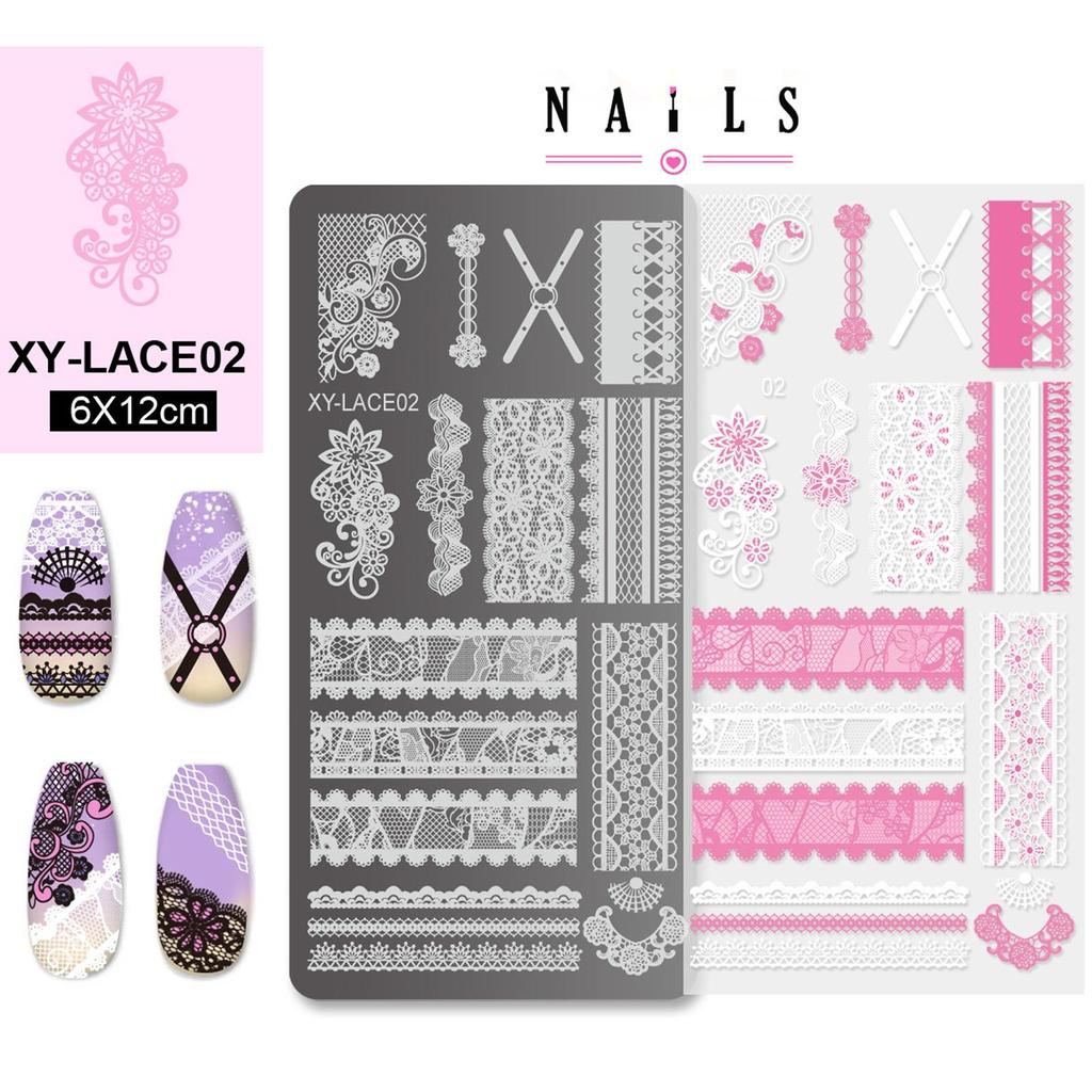 Французский стиль ногтей штампованные пластины кружево нержавеющая сталь трафареты печать на ногтях маникюрные инструменты для штамповки