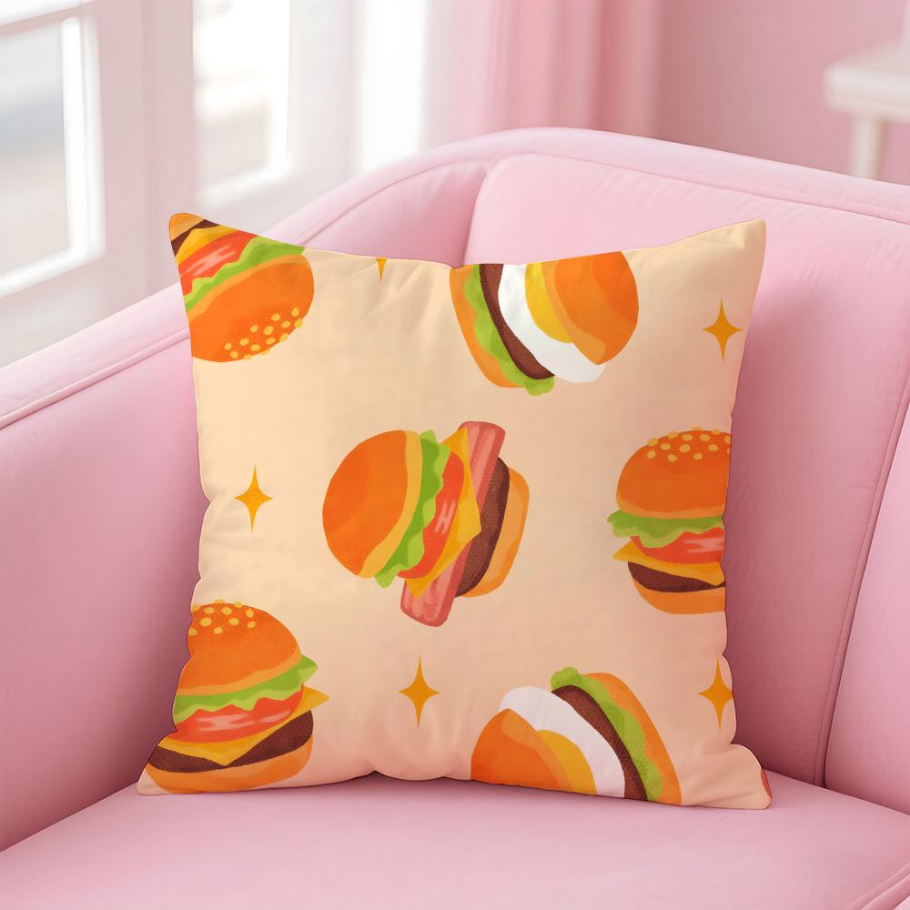 Fashion Food Art Patterns Cushion Cover Pillow Case Soft Friendly Fabric Concealed Zipper