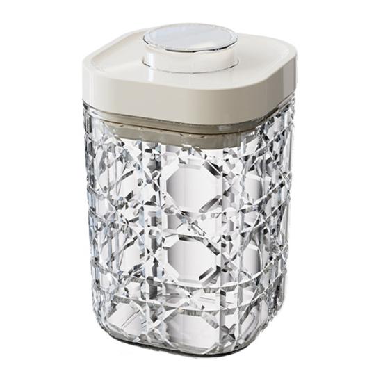 Vintage Airtight Storage Jar Clear Plastic Food Container with Pop Lid Stackable One Button Opening Kitchen Storage Organizer for Cereal