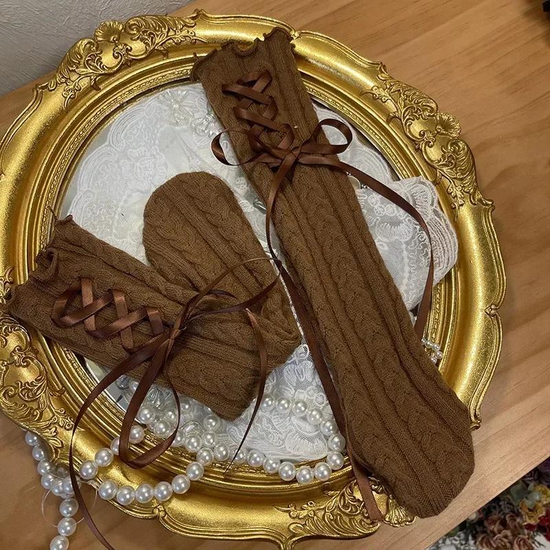 1 Pair Fashion Design Kids Girl Sock Korean Lace Bow Ribbon Ruffle Calf Sock for Children Autumn Spring Wool Cashmere Sock