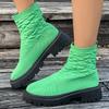 Spring Foreign Trade Large Size Fashion Boots Women's New Elastic Fly-woven Thick-soled Socks Boots Casual Low-tube Martin Boots