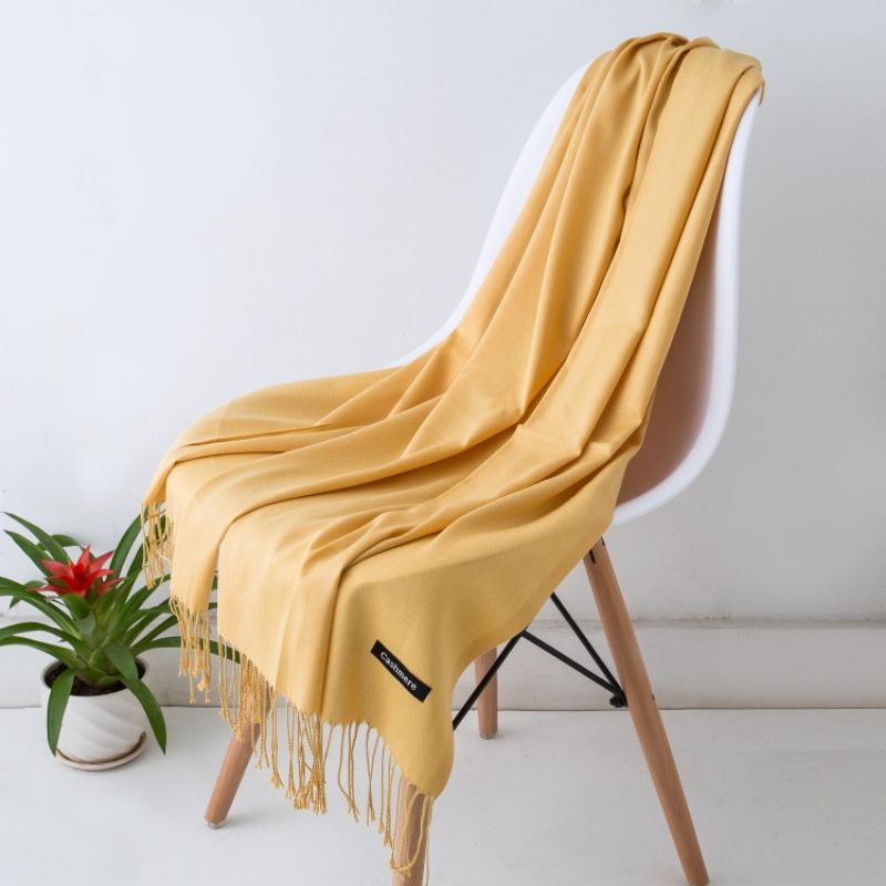 Solid Color Imitation Cashmere Scarf Women, Thin Spring and Summer Long Air Conditioner Shawl, Autumn and Winter Warm Malaysian Headscarf