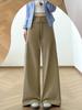 Women's High-Waisted Washed Cotton Wide-Leg Pants - Autumn 2025 Collection - Loose, Slimming, Straight-Leg, Long Casual Fit