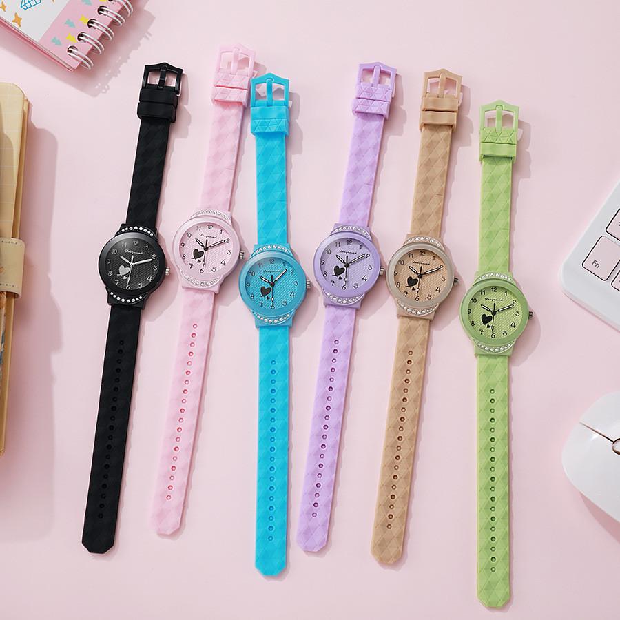 Студенческие часы для девочек, кварцевые, на силиконовом ремешке, с декоративным циферблатом, для подростков средней школы