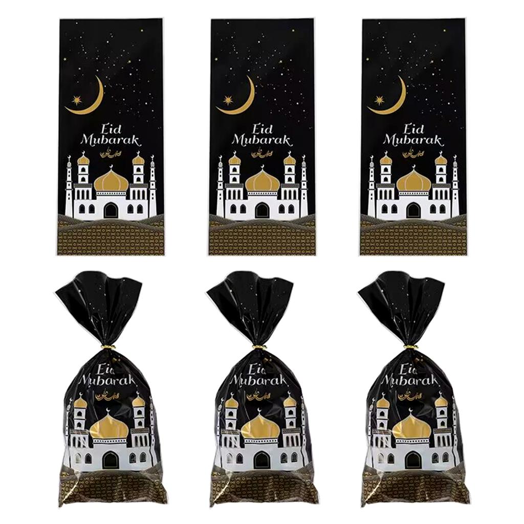 100 шт. сумки Мубарак пластиковый мешок для печенья и конфет Рамадан Карим Декор исламские мусульманские товары для вечеринок Ид аль-фитр Декор