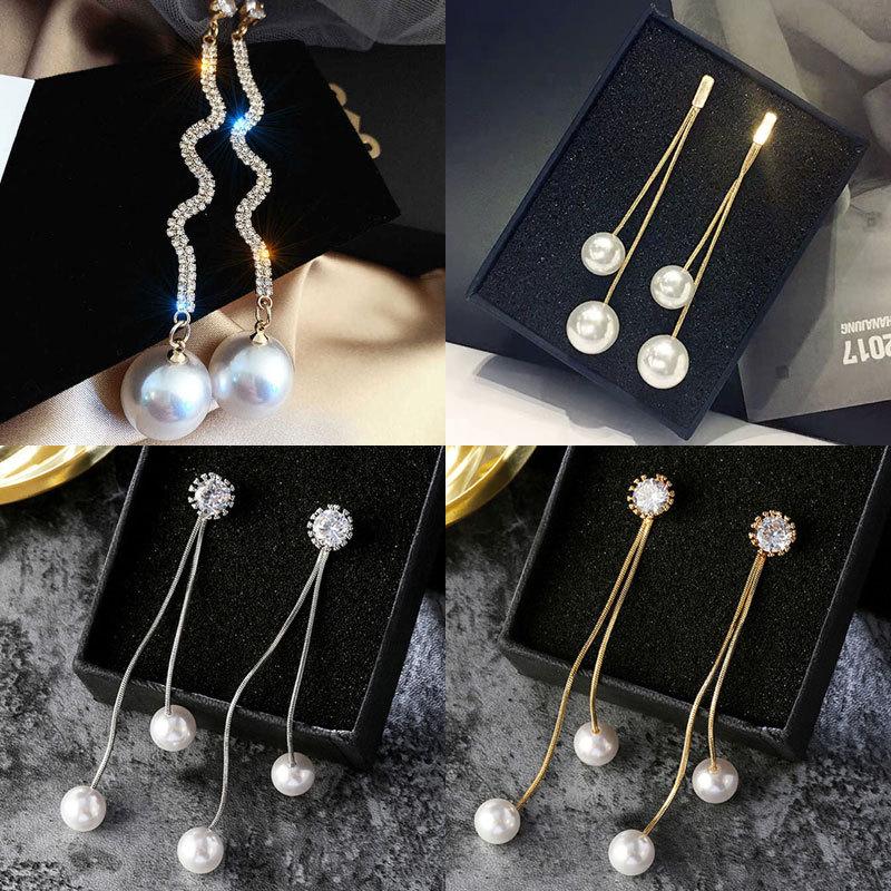 Korean S925 Sterling Silver Pearl Stud Earrings - Trendy and Elegant Design