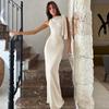 Sexy Solid O Neck Sleeveless Dress Summer Slim Fit Piece Long Dress Evening Club Evening Dresses Women's Clothing