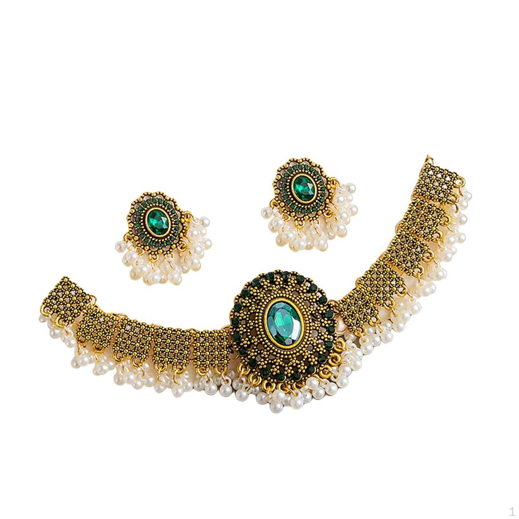 Necklace Earring Set Trendy Statement Pendant Jewelry for Brides Girls