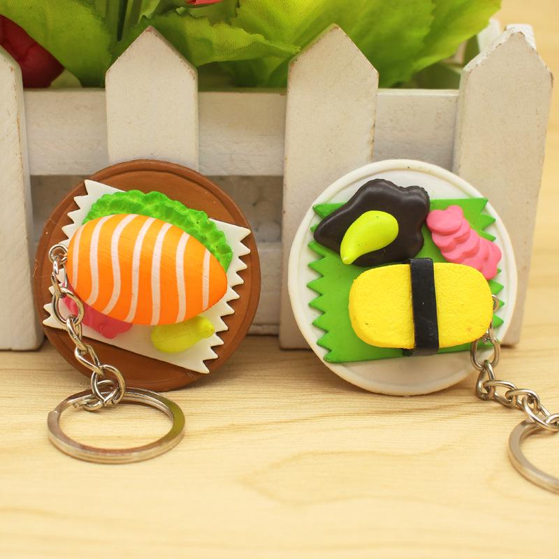 New Japanese Restaurant Sushi Salmon Simulation Food Keychain Pendant Creative Gift