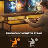 147cm Gaming Desk with Charging Station and Monitor Stand, Computer Table for Home Office with RGB Lights, Black