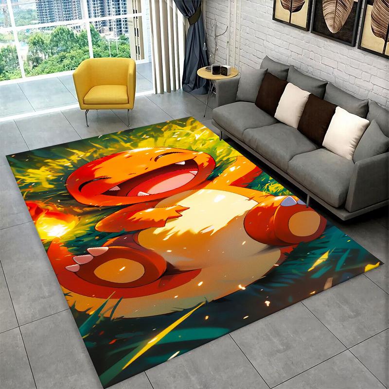 Cartoon Charizard Pokemon Non-Slip Area Rug for Living Room,Bedroom,Playroom,Soft Carpet Floor Mat Home Decor Rug Kids Room