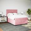 Pink Box Spring Bed with Mattress 140 x 190 cm Velvet