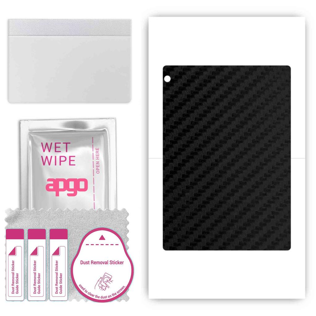 apgo Protective Skin Sticker for the back compatible with Lenovo M10 FHD REL, Wrap Film, Foil, Vinyl - Pattern Carbon Black