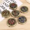 Mini Vintage Flower Hollow Folding Pocket Round Double-sided Makeup Mirror Gift