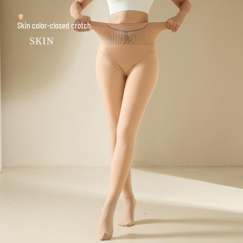 Колготки Flower Fairy Warm Nude Plus Velvet Open Crotch - Леггинсы большого размера для осени и зимы