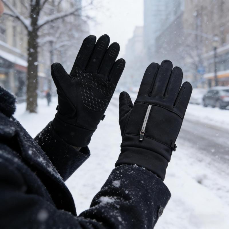 Зимние перчатки для езды на велосипеде с сенсорным экраном, термоперчатки для мотоцикла, лыж, для улицы, с карманом на молнии, водоотталкивающие, нескользящие, унисекс, перчатки для вождения